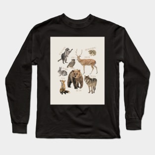 Woodland animals kids room art print Long Sleeve T-Shirt